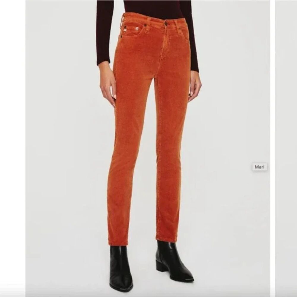 AG Adriano Goldschmied Stevie Slim Straight Corduroy Pants Red Orange Size 28R